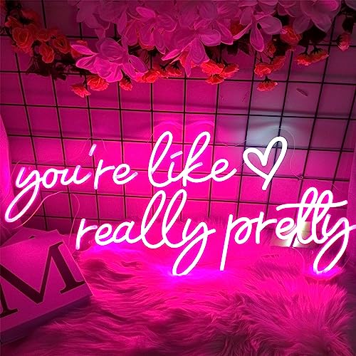 Your Like Really Pretty Neon Signs for Wall Decor, 29.5 * 12.6 Inches Pink Light Up Sign for Wedding, Engagement Decor, Dimmable Party Birthday Bedroom Bar Pub Club Wall Decorations, INSNEnN