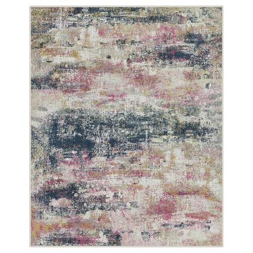 Image of BEIMO Area Rugs 8x10 for Living Room Bedroom, Modern Abstract Machine Washable Rug, Large Soft Low Pile Floor Carpet with Non Slip Backing for Dining Room, Navy /Pink