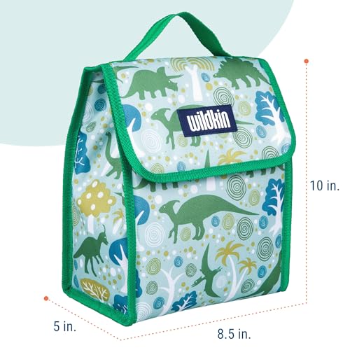 Image of Wildkin Kids Insulated Lunch Bag - Reusable, Ideal for Hot /Cold Snacks, School & Travel - Dinomite Dinosaurs