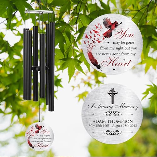 Image of ASTARIN Personalized 30 inch Bereavement Wind Chimes for Outside, Memorial Gift in Remembrance of a Loved One, Sympathy Gift for Loss of Mother Father Husband, Garden Patio Decor