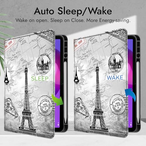 Image of Robustrion Cover for Lenovo Idea Tab Plus 12.1 inch Cover Case with [Pencil Holder], Folio Cover Case for Lenovo Idea Tab Plus Tablet Cover [Auto Sleep Wake Support] - Eiffel