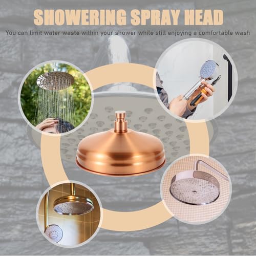 Angoily Duschkopf, Kupfer, Deckenduschkopf, rund, Niederschlag, Duschkopf, Sprühdüse, für Badezimmer, Dusche, Bewässerung, Rot