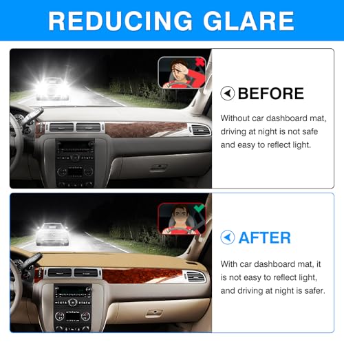 Image of Autorder Beige Dashboard Cover Mat for 2007-2013 Chevy Chevrolet Silverado Sierra, 2007-2014 Chevy Tahoe Suburban Denali Avalanche & GMC Yukon /XL & Only One Glove Box Accessories Polyester Dash Cover
