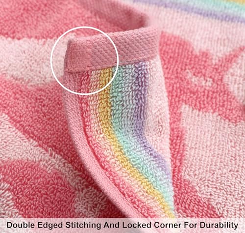 Image of ORIGINAL KIDS Magical Unicorn Washcloths - 12 Pack 100% Cotton Terry Jacquard Wash Cloths - 630 GSM Plush Super Soft Absorbent Gentle Baby Face Towel - Bath Time Travel Daycare - 12 x 12 - Pink Multi