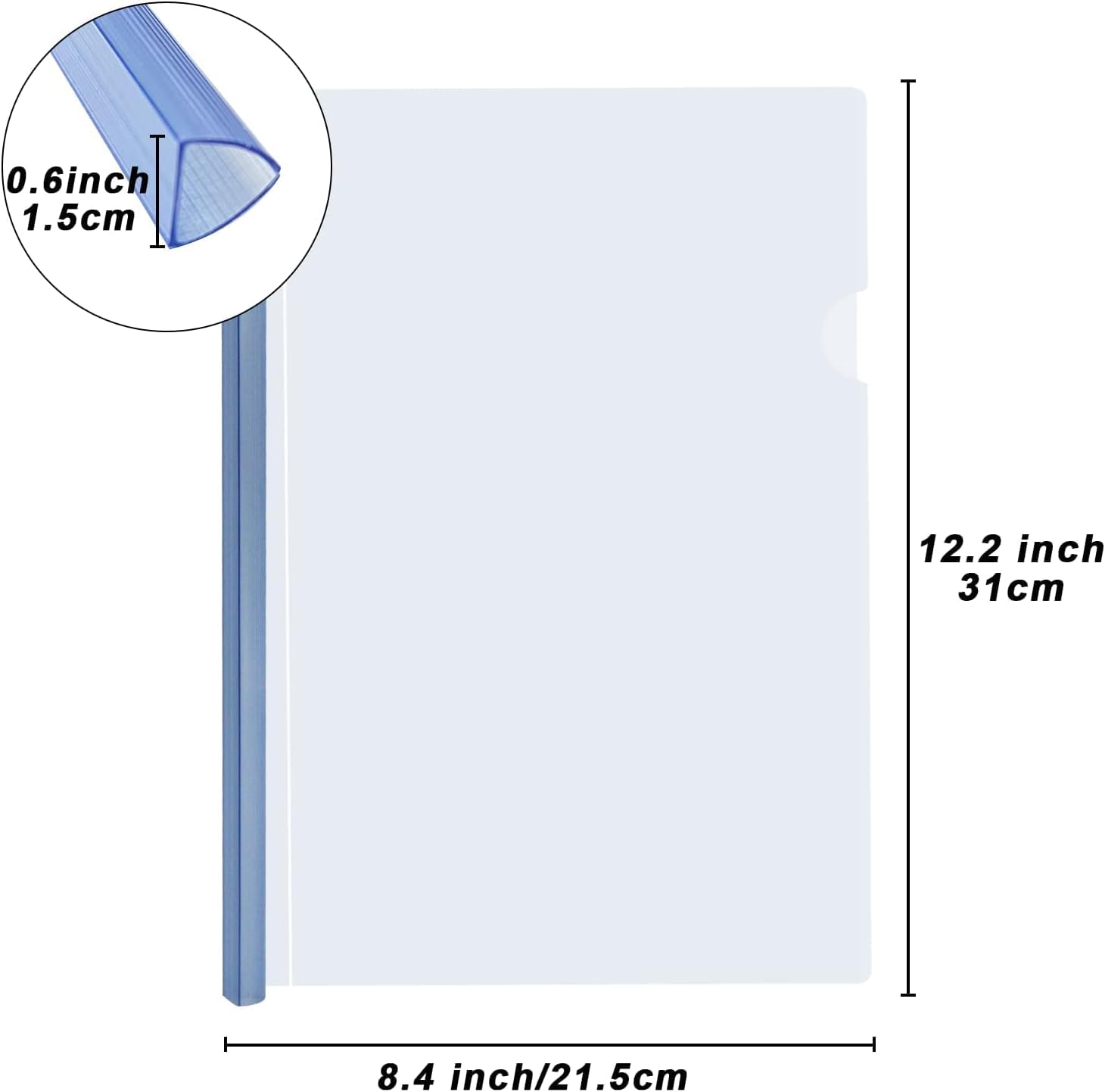 ANG Plastic Strip File Folder for Document Sliding Bar Report Covers,30 Sheet Capacity, Transparent Resume Presentation File Folders Organizer Binder for A4 Size Paper Patti File (Transparent, 20) 2