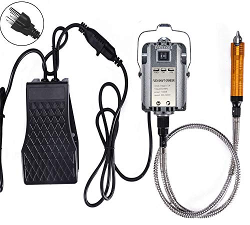 VOTOER 1000W Rotary Tool Flex Shaft Electric Hanging Grinder Carver, Forward and Reverse Rotation, Multi-Function Metalworking Jewelry Repair Kit, Foot Pedal Control, Metal Flexible Shaft, 30000 RPM - Image 2