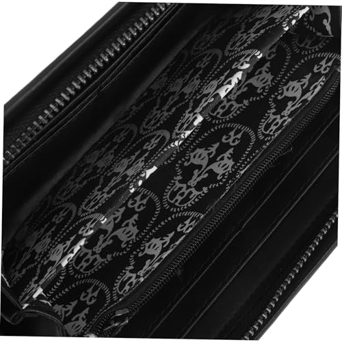 Women Skull Zippered PU Long Wallet Purse Gothic Handbag with Wristlet Portable Black Design for Cellphone Cash Coins Cards for Ladies3