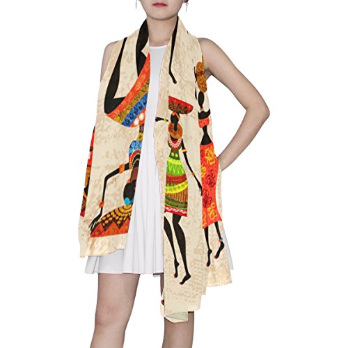 LORVIES Retro Beautiful African Women Silk Scarf Lightweight Long Scarf Shawl Wrap for Women