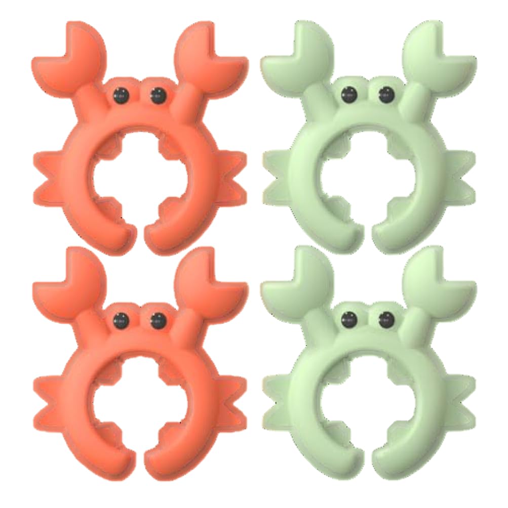 Otbushit Crab Shape Silicone Spatula Holder 4 Pack, Heat Resistant & Non-Slip Kitchen Spatula Clip Holder for Pans, Utensil Rest for Stovetop (Orange & Green)