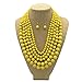 JHWZAIY 5 Layered Beaded Statement Chunky Necklaces For Women - Multi Strand Colorful Bead Layered Bib Necklace For Women Fashion Jewelry Costume Earring Set (Yellow)