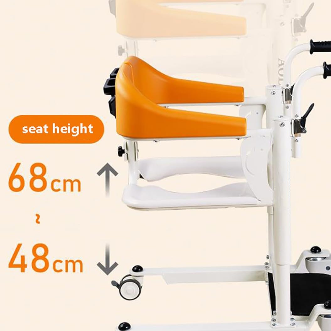 WOLWES Elevador de Pacientes con elevación Manual,con Asiento Dividido 180°,Elevador de Silla de Ruedas de Transferencia,Silla de Transferencia de Pacientes,grua Enfermos A