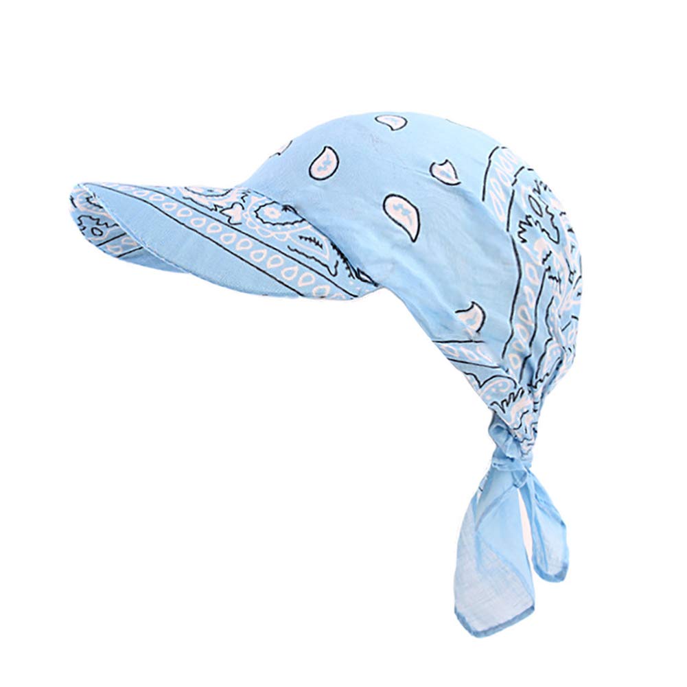 Ulalaza Women's Light Blue Chemo Headwear Turbans Cancer Hats Sleeping Hats Sleep Bonnet Cap Baseball Cap