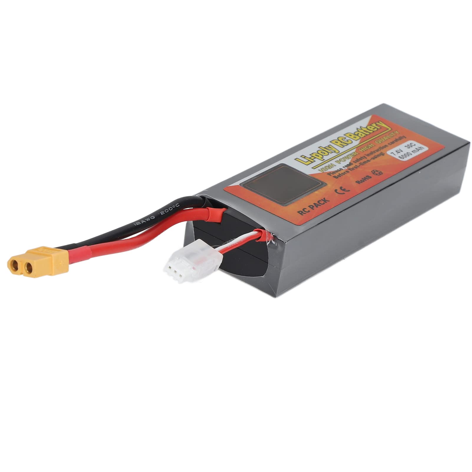 aqxreight Batteria Lipo 7.4V 6000mAh 30C 2S con Spina XT60 per Auto RC Droni Quadcopter FPV Batteria Lipo Ad Alta Potenza Compatibile con Losi Slash HPI Axial Racing
