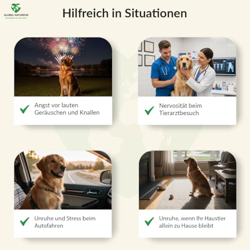 GLOBAL NATUREON® Cannabiu Pets Relax-Tropfen Lachsöl & Hanföl 500mg für Hunde und Katzen aus Samen, Tropfen für Reisen, Tierarztbesuche, Lärm und Fellpflege, Omega 3,6 & 9, 100% Natürlich