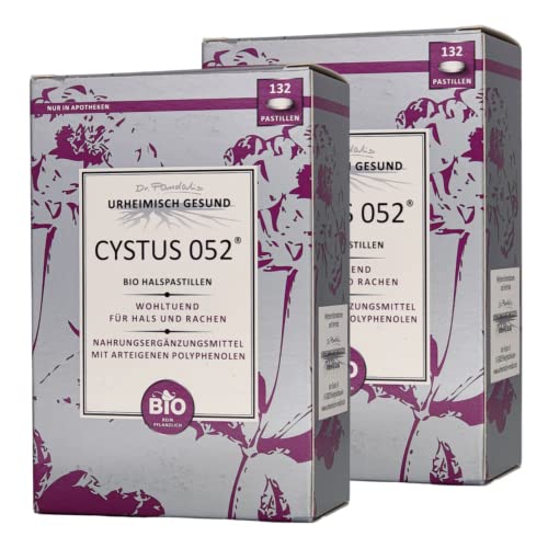 CYSTUS 052 Bio Halspastillen I wohltuend für Hals und Rachen I 2x 132 Stück im Sparset I plus PharmaPerle giveaway