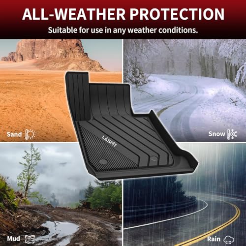 Image of LASFIT Floor Mats for BMW 3 Series 2012-2018 320i 328i 330e 330i 335i 340i | RWD Sedan Only, Not Fit xDrive, GT or Sport Wagon, All Weather TPE Custom Fit Floor Liners, 1st & 2nd Row Car Mats, Black