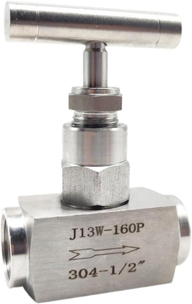 High Pressure 1/4" 3/8" 1/2" 3/4" 1" BSP NPT Female 304 Stainless Steel Shut Off Needle Valve Crane Flow Control (Size : 1/2", Color : SS316_NPT)