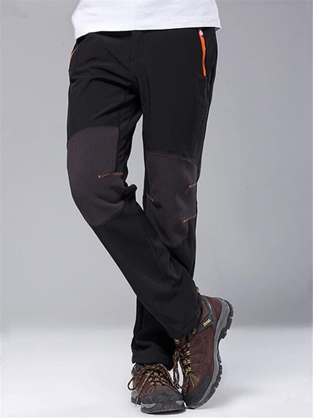 メンズ厚手ウォームフリースソフトシェルパンツアウトドア防水防風ハイキングトレッキングパンツ Women Red Xxl