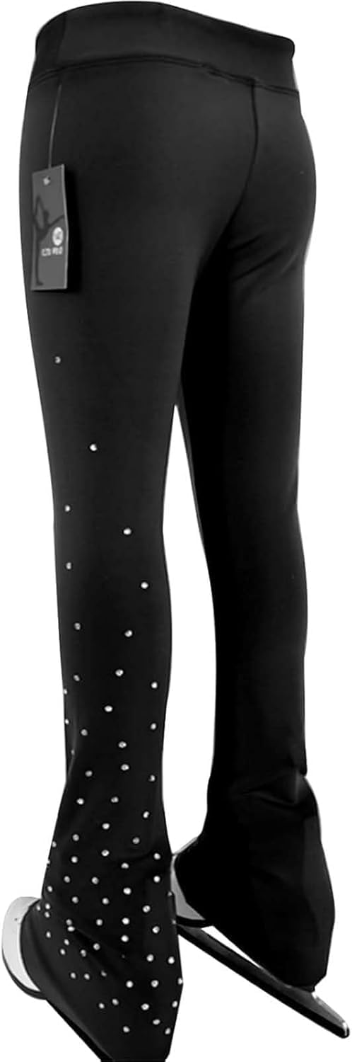 Pantalon de patinage sur glace imperméable et chaud en polaire avec strass XS