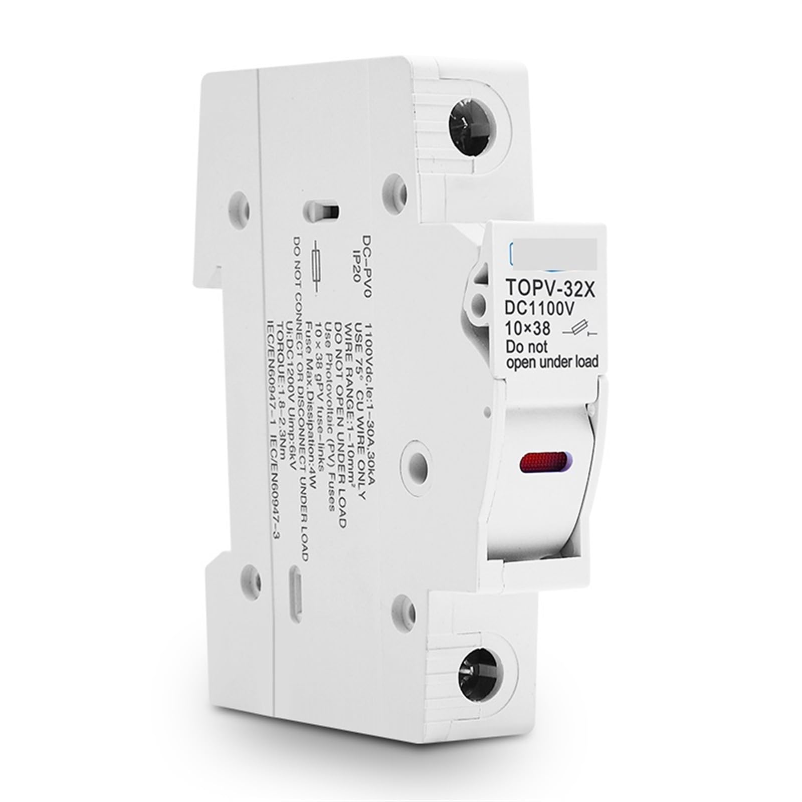 DC-Sicherungshalter 10 x 38 mm, Hochspannung, Solar-PV, 1100 V, TOPV-30-Basis, Photovoltaik-System-Schutz, GpV, 1 Stück, 2 Stück(Color:1P With LED)