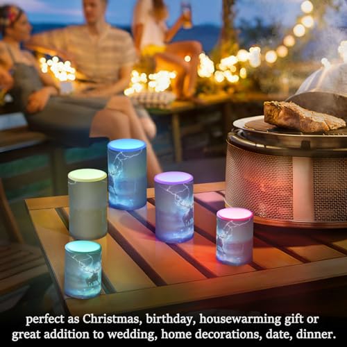 Image of ALAZA Deer Night Flickering Flameless Candles Battery Operated with Remote Timer,Tea Light Candles LED Pillar Votive Candles Set of 2 for Outdoor Indoor Decorations
