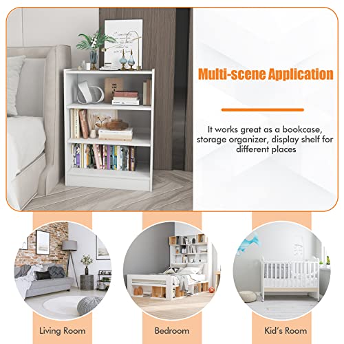 Giantex 3-Cube Bookcase White - 3-Tier Modern White Open Bookshelf With Adjustable Shelves, Anti-Tipping Device, Small Wood Cube Storage Organizer For Kid’s Room, Living Room, Bedroom #TOP6