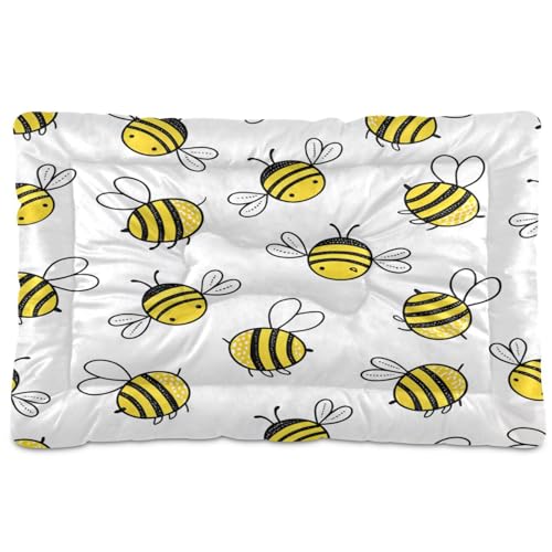 Image of Blueangle Flying Bumble Bees Pet Bed - Comfortable Calming Dogs Cat Bed Mat, Soft Plush Surface Pet Bed Cushion Bed for All Season, 36x24inch