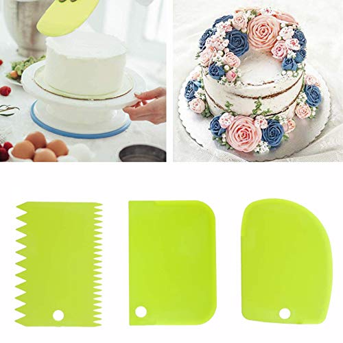 LATTCURE 3 Pièces Grattoir à Pâte en Plastique Corne Pâtisserie, Coupe pâte, Plastique Racloir Patisserie, Spatules pour du Pain pour Cuisine, Pâtisserie, Crêpes(Vert)