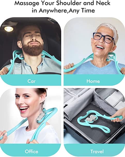Yorten Neck Massager, Handheld Pressure Point Roller Massager Tools for Pain Relief Deep Tissue - Suitable for Neck Legs Cervical Waist and Shoulder Relaxer, Self-Massage & Portable (Blue) Yorten Neck Massager, Handheld Pressure Point Roller Massager Tools for Pain Relief Deep Tissue - Suitable for Neck Legs Cervical Waist and Shoulder Relaxer, Self-Massage & Portable (Blue)
