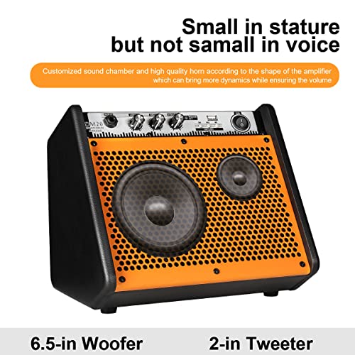 Image of Coolmusic Drum Amplifier 20W, Wireless Electric Drum Speaker Keyboard Amp, Mini DM20 Portable for Home Practice (Orange)