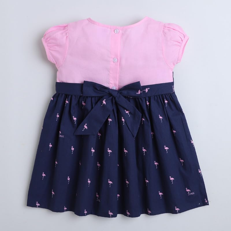 Image of Mama&Bebe Summer Dress for Girls with Cotton Soft Lining | Printed Fit & Flare Kids Outfit with Cute Bow Detail | Comfortable Breathable Party & Outing Dress for Toddlers and Little Girls