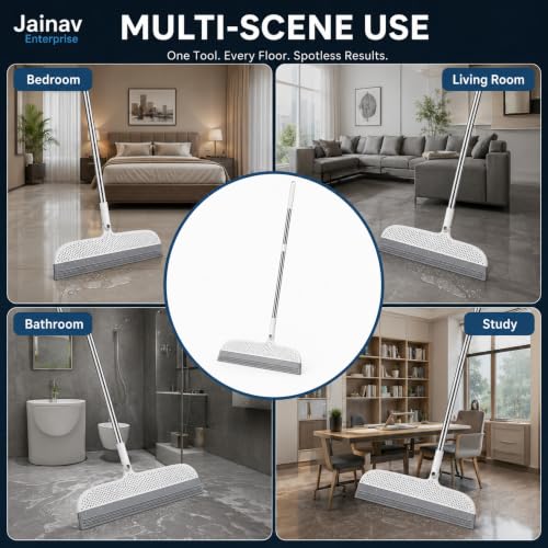 Image of Floor Wiper with Silicone Squeegee Blade Magic Broom with 180Swivel