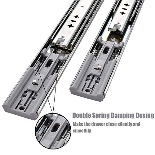 VESLA HOME 1 Pair 22 Inch Heavy Duty 3-Section Full Extension Ball Bearing Soft Close Cabinet Drawer Slides,300 LB Capacity Side Mount Slow Close Drawer Slide Cabinet Hardware,16\" 18\" 20\" 22\" Lengths.