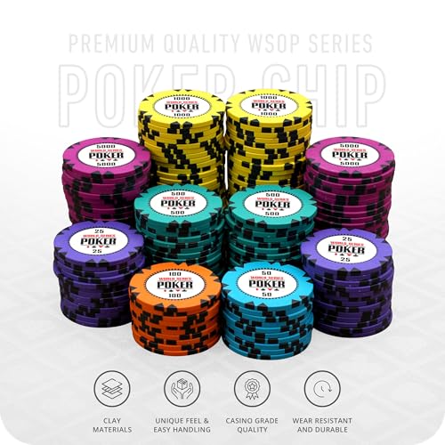 Image of CASINO KART Casinokart WSOP GR Casino Poker Chip Set - 300 Chips with 2 Decks of Playing Cards & Dealer Button | Professional Poker Chipset