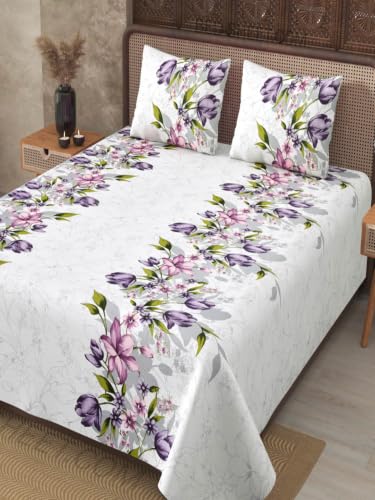 Image of JaipurFabric 300 TC Cotton Bedsheet with 2 Pillow Covers | Soft Breathable King Size Bed Sheet Set
