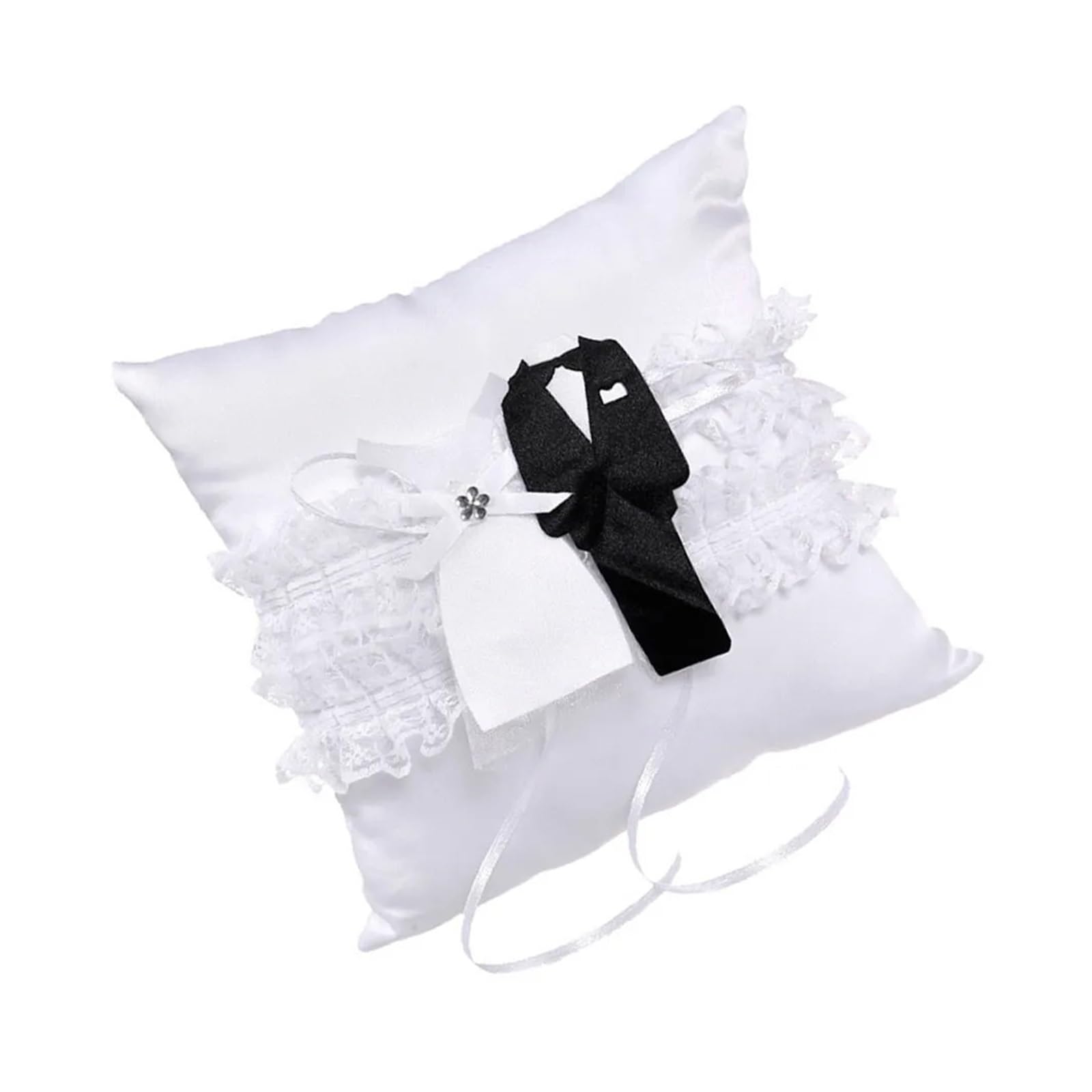 Hochzeit Ringhalter Kissen Elegantes Eheringkissen aus weißer Spitze, kompakte Größe, leicht zu verstauen, anmutiges Design for Hochzeit, Verlobung, Zuhause, Bettdekoration
