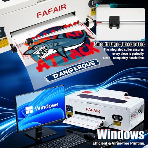 Image of FAFAIR A3 L1800 DTF Printer, Dtf Printer Machine with 6 Smart Upgrades & Auto Clean, DIY Print Machine with Software, Powder, 5 x 250ml Ink, and 1 x Roll of Film(L1800+Oven, White)
