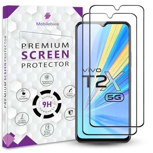 Image of Premium Tempered Glass Screen Protector Guard For Vivo T2X 5G (6.58 Inch, Pack of 2) | Edge to Edge Coverage With Easy to installation kit