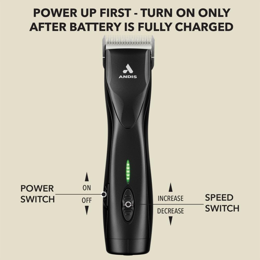 Andis 79175 Pulse Zr Ii Tosatrice con Lama Staccabile a 5 Velocità, Toelettatura Animali/Cani Senza Fili, Batteria Agli Ioni di Litio Rimovibile, Luce di Carica a LED, Nero