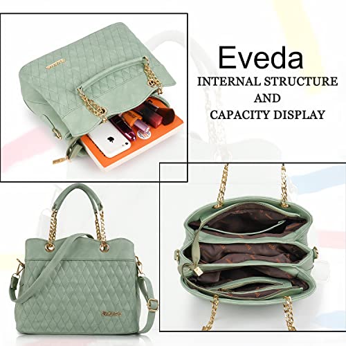 Image of EVEDA Synthetic Vegan Leather Classic Chain Strap Top Handle Handheld Shoulder Crossbody Water Resistant Handbag For Women