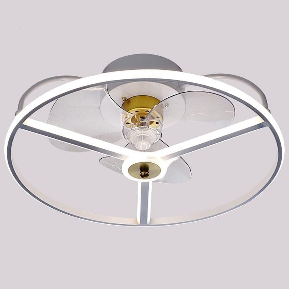 HXYSXHJUO Ceiling Fan Light with Lights 3 Wind Speed Lamp Remote Control Timing Function Led Pendant Home Decoration(Color:White)
