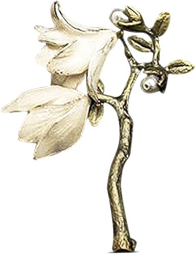 Michael Michaud Magnolia Flor Pin 5989, Esmaltado a mano con perlas