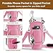 Water Bottle Carrier Bag with Phone Pocket for Stanley 40 oz Tumbler Neoprene Water Bottle Sling Sleeve Holder for Stanley Cup Accessories with 1 Straw Cover & 2 Straws & 1 Brushes (Pink)