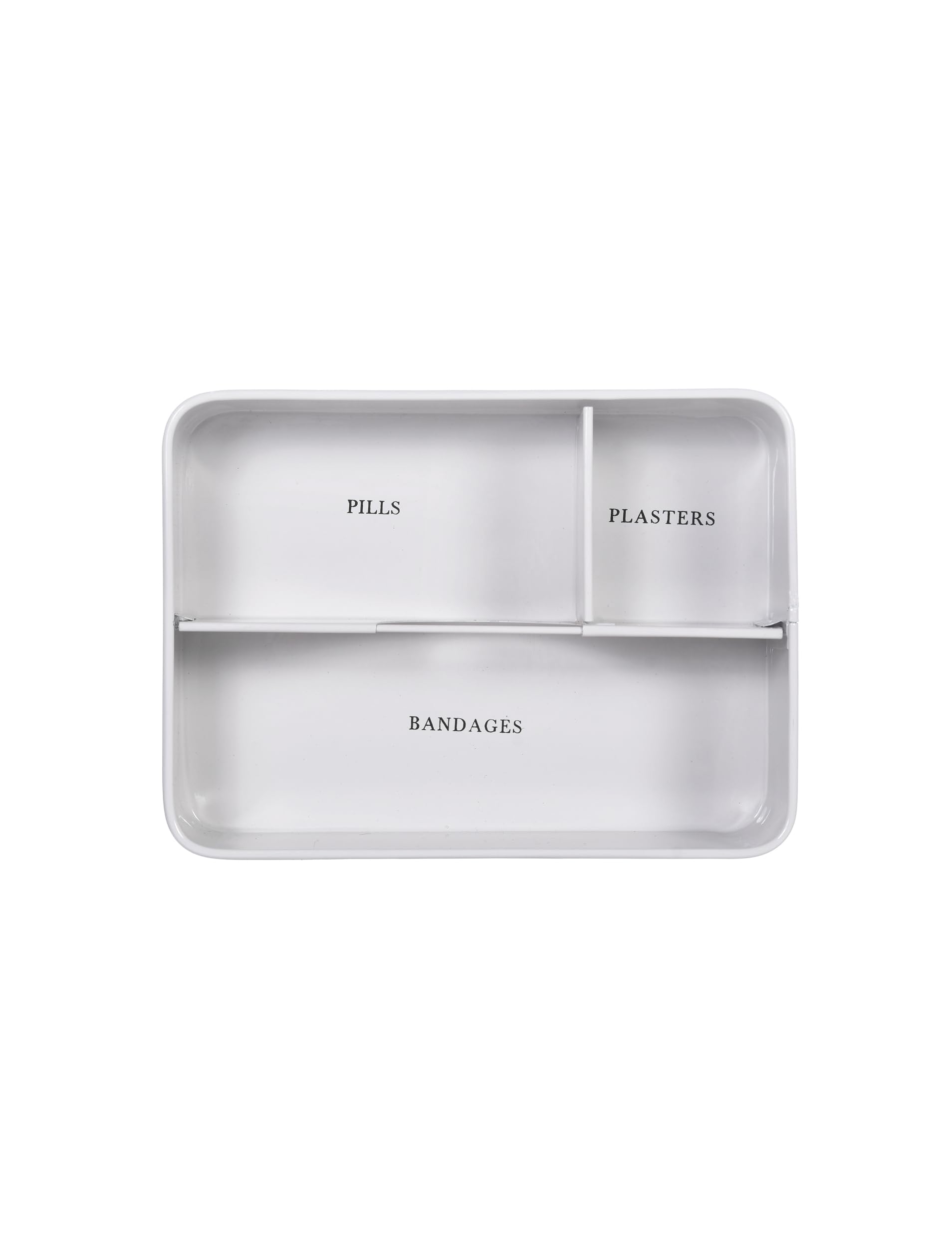 CKB LTD Cassetta di pronto soccorso per medicinali in metallo, kit medico con divisori, vassoio organizer rimovibile, organizer a 2 ripiani, realizzato in acciaio verniciato a polvere bianco gesso, 25