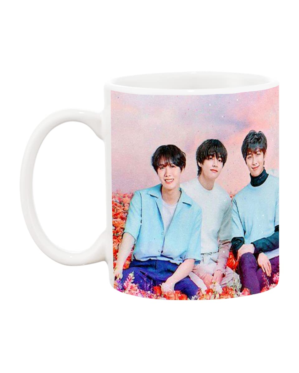 BTS Army Coffee Cups,Aesthetic Boys Army Tea Cup Microwave Safe Music Band V Suga J-Hope Jungkook Jin Jimin Rm BTS ,3D Printed Star Idol Mug with Handle