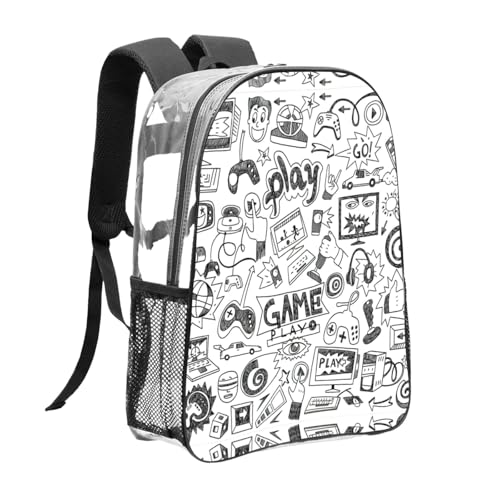 Mochila transparente unisex de alta resistencia y diseño monocromático 3