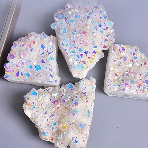 Amas de quartz blanc irisé pour décoration de salon moderne