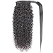 Feelgrace Clip in Ponytail Extension Kinky Curly Human Hair Wrap Around Curly Wavy Ponytails with Magic Paste 10A Real Virgin Brazilian Human Hair Ponytail Hairpiece Fashion Full Hair 16 Inch