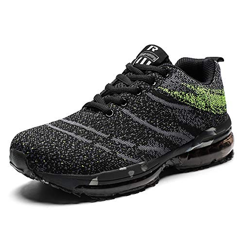 PAMRAY Laufschuhe Herren Sportschuhe Damen Turnschuhe Running Fitness Sneaker Trekking Air Sohle Low Top Mesh Grun 41