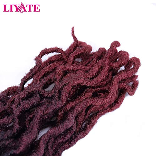 14 Inch Goddess Faux Locs Crochet Hair 6 Packs/Lot Soft Gypsy Locs Wavy Crochet Braids Dreadlocks 3 Tone Curly Wavy Twist Braiding Hair Extensions African Roots Braid（#1B/99J/530) #TOP5
